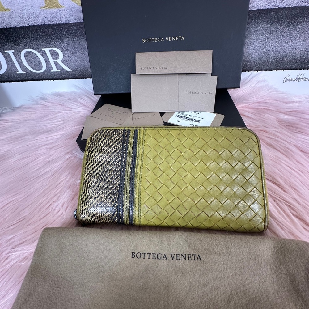 Yellow Woven Wallet with Zipper - Picture 11 of 16